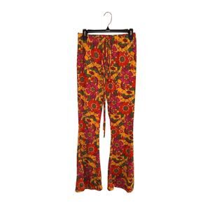 Spirit Halloween Women M 70s Hippie Floral Bell Bottom Pant Flower Power Costume